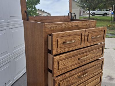 real oak wood dresser with jewelry case
