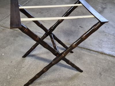 Vintage Dark Wood Wood/Bamboo Style Folding Luggage Rack Stand