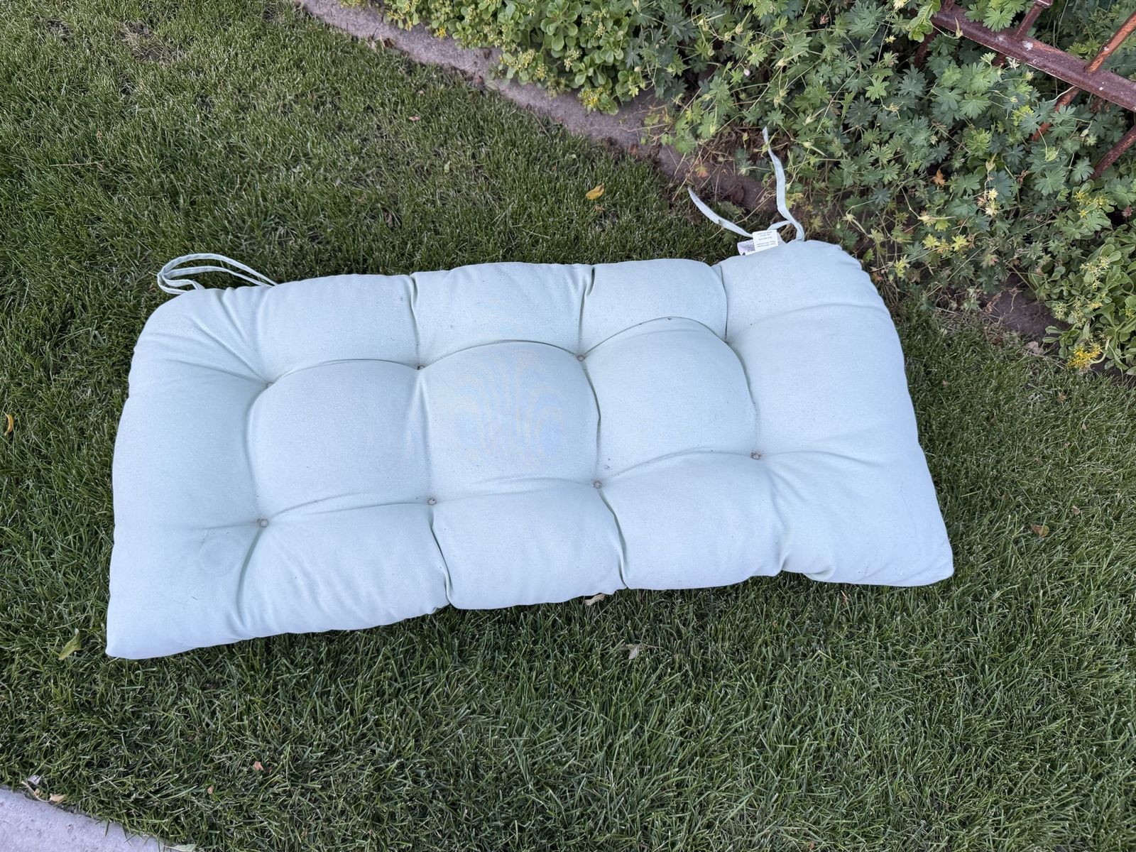 Light green puffy bench cushion 39 X 18 patio