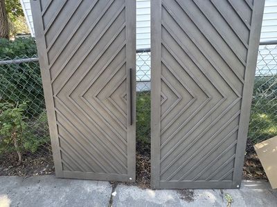 Rustic Gray Barn Doors w/ Sliding Hardware - Set of 2, Chevron Pattern