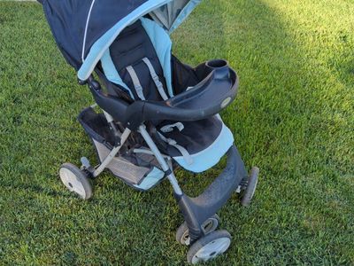 Graco Blue & Black Stroller with Canopy & Cupholder - Used Condition