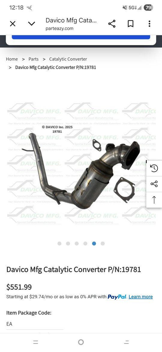 2018 -2023 Jeep Wrangler front Catalytic Converter