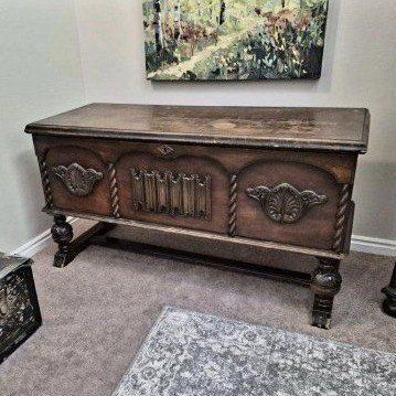 Vintage E.R. Co. Forest Park Line Cedar Chest Blanket Box