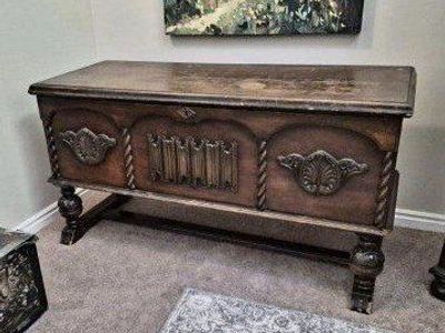 Vintage E.R. Co. Forest Park Line Cedar Chest Blanket Box