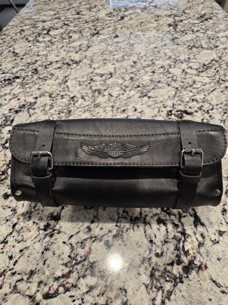 Harley-Davidson Black Leather Motorcycle Handlebar Tool Bag
