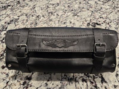 Harley-Davidson Black Leather Motorcycle Handlebar Tool Bag