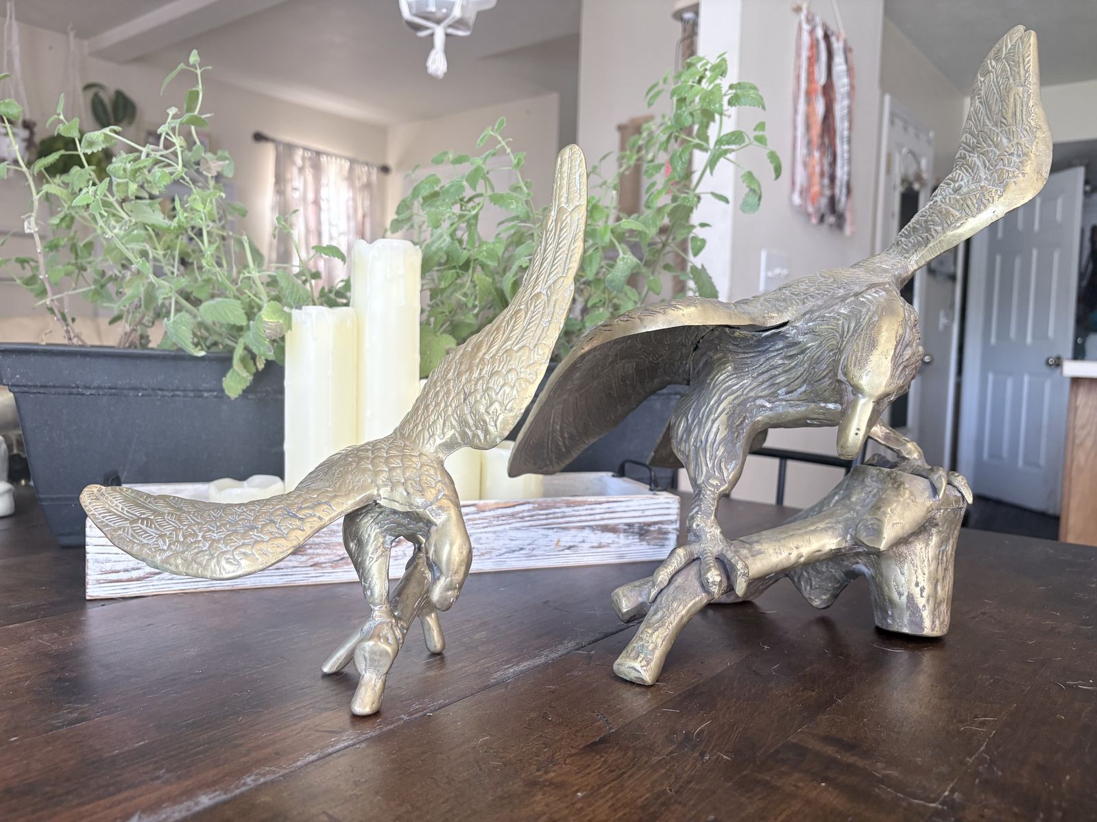 Pair of Vintage brass eagles