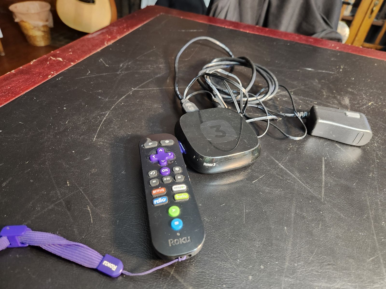 Roku 3 streaming device and remote.  Works great.