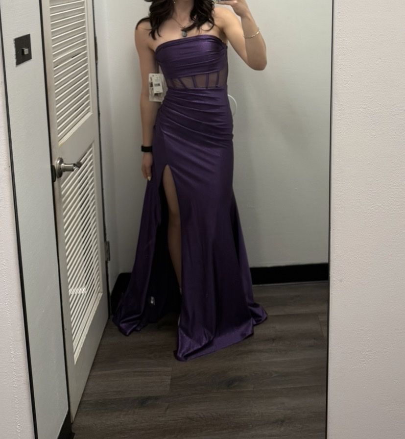 Stunning Purple Shimmer Formal Gown Size XS with Corset Bodice