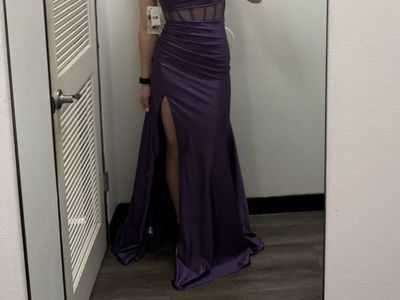 Stunning Purple Shimmer Formal Gown Size XS with Corset Bodice