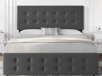 Platform Full/Queen Bed Frame With Drawers