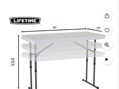 2 LIFETIME 4-Foot Adjustable Folding Tables