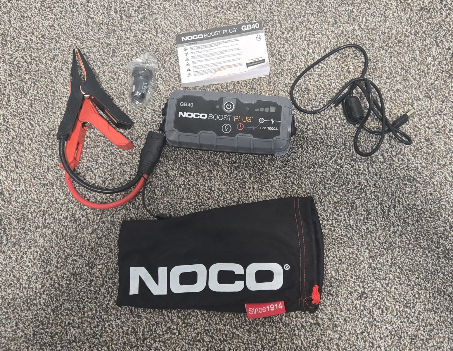 NOCO Boost Plus GB40 1000A 12V Lithium Jump Starter with Case and Clamps