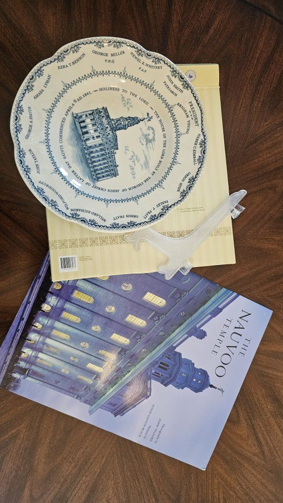 Nauvoo Temple Decorative Plate with Stand and Companion Book Set