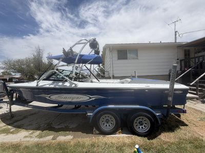 Sanger V210 Competition Towboat - Blue/White, Low Hours - Perfect for Wakeboarding & Waterskiing