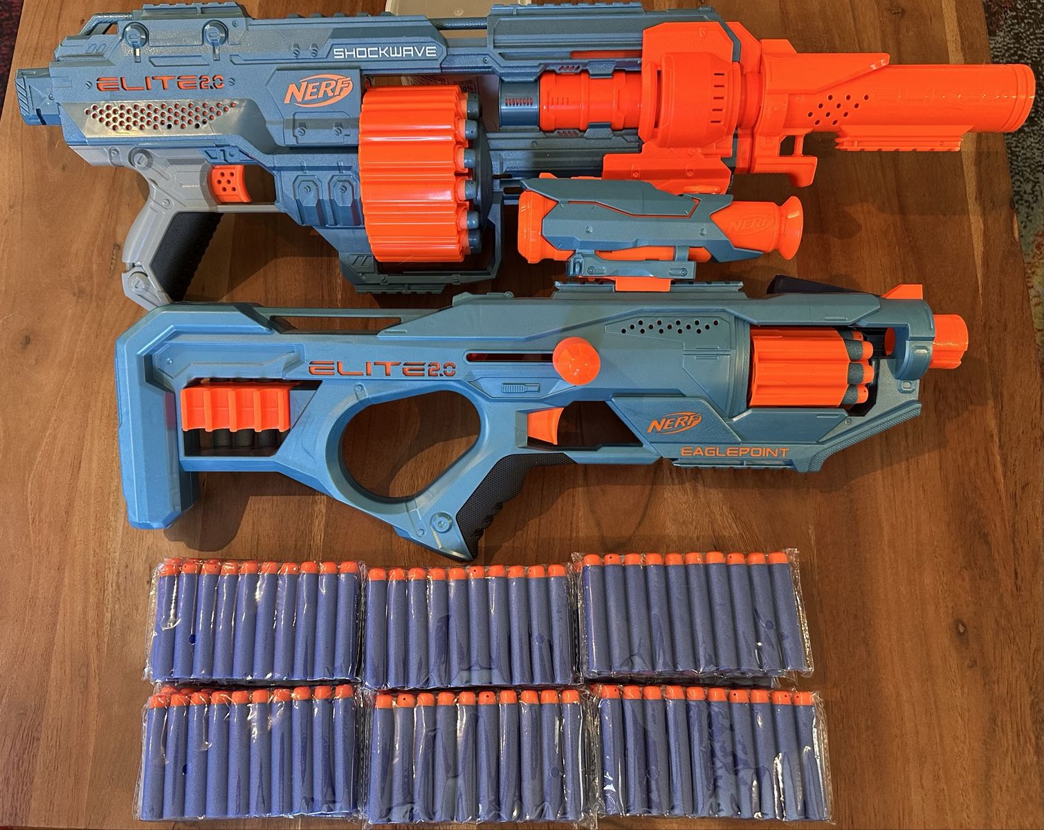 2 Nerf Elite 2.0 Blasters + Accessories & 334 Darts