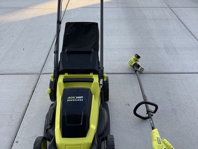 Ryobi 40V HP Brushless Electric Cordless Lawn Mower & String Trimmer Combo Kit