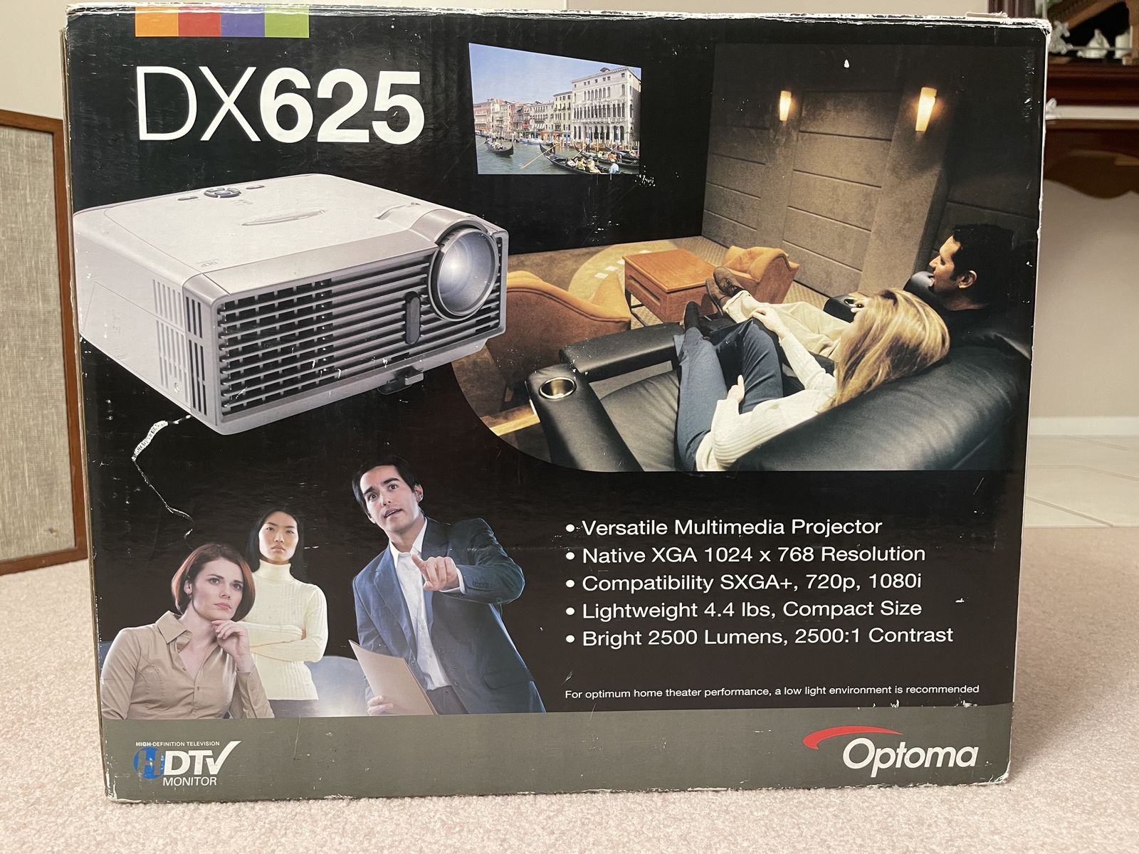 Optoma DX625 Multimedia Projector - Native XGA 1024 x 768, 2500 Lumens, 2500:1 Contrast