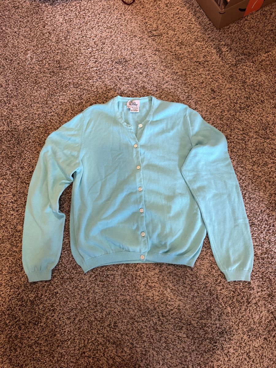 Lilly Pulitzer Women's Small 100% Cotton Cardigan Sweater - Light Blue