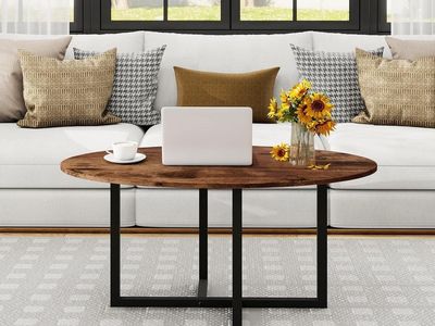 Oval Coffee Table, Metal Frame