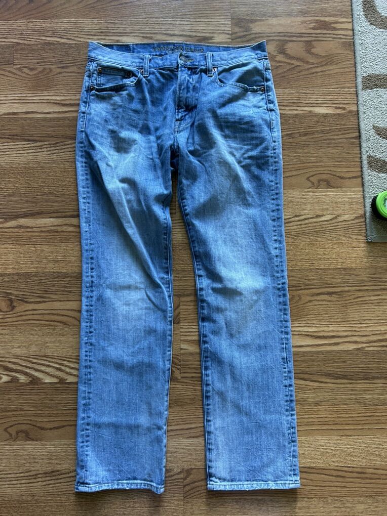 American Eagle W 33 L 34 Zipper Blue Denim Jeans