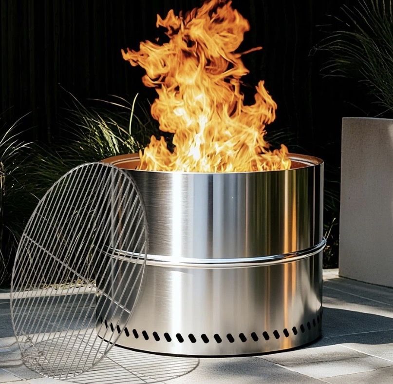 20 Inch Smokeless Firepit with Grill, Portable NEW