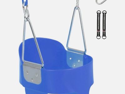 Domaker Toddler Bucket Swing Seat w/ Coated Chains Tree Straps Heavy Duty Blue