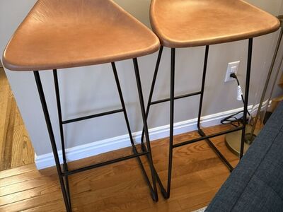 Set 2 30 Pottery Barn Brenner Leather Bar Stools