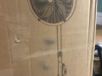 new 18 inch outdoor misting fan with water hook up