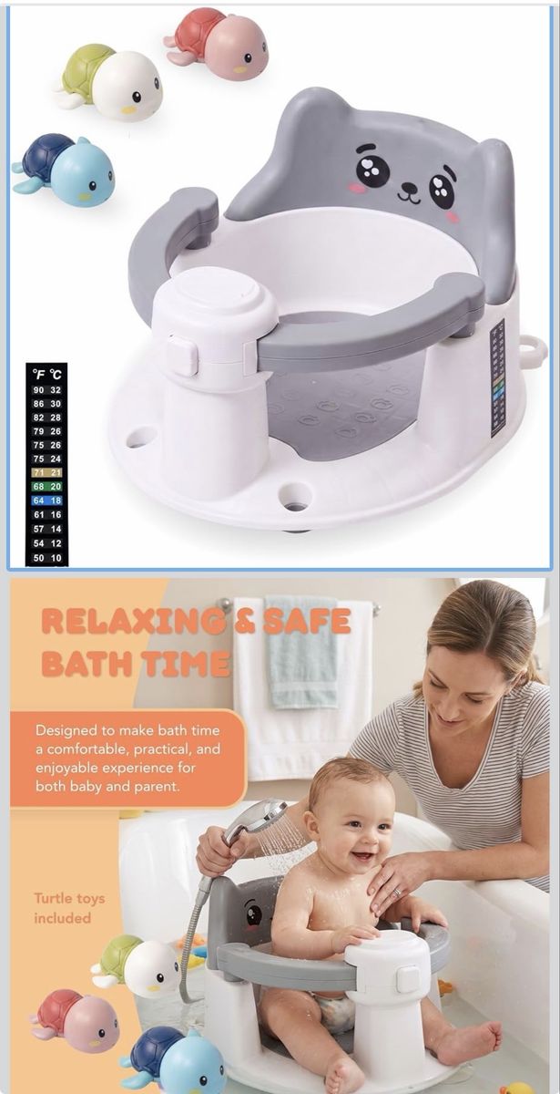 BRAND NEW Baby Bath Seat with Temperature Display & Suction Cups