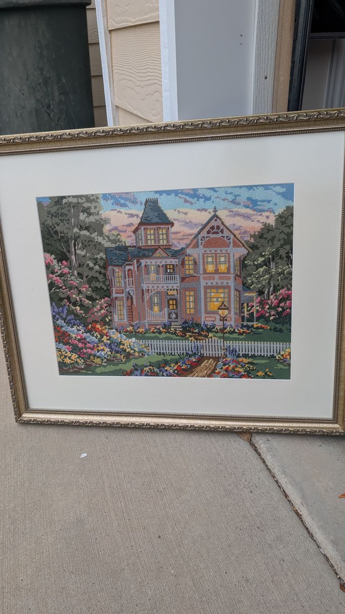 Large framed needlepoint