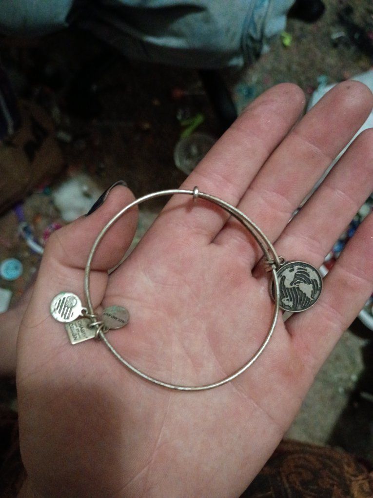 Alex and Ani "Charity by Design" Silver-Tone Expandable Bangle Bracelet with Earth Charm