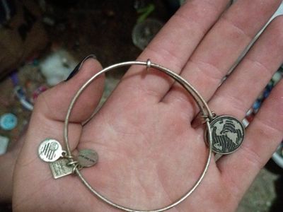 Alex and Ani "Charity by Design" Silver-Tone Expandable Bangle Bracelet with Earth Charm