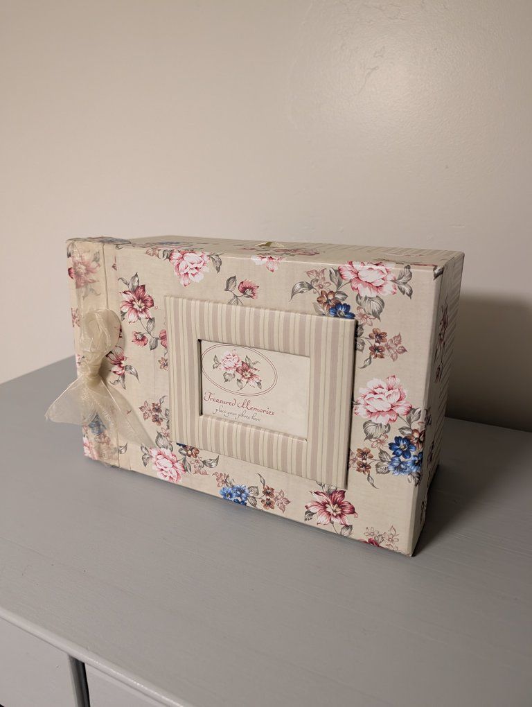 Floral & Striped Memories Storage Box with Photo Frame Lid