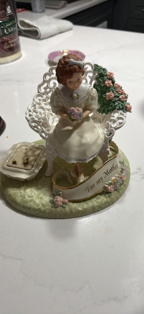 Vintage Porcelain Musical Figurine - Girl on Bench For My Mother