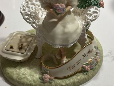 Vintage Porcelain Musical Figurine - Girl on Bench For My Mother