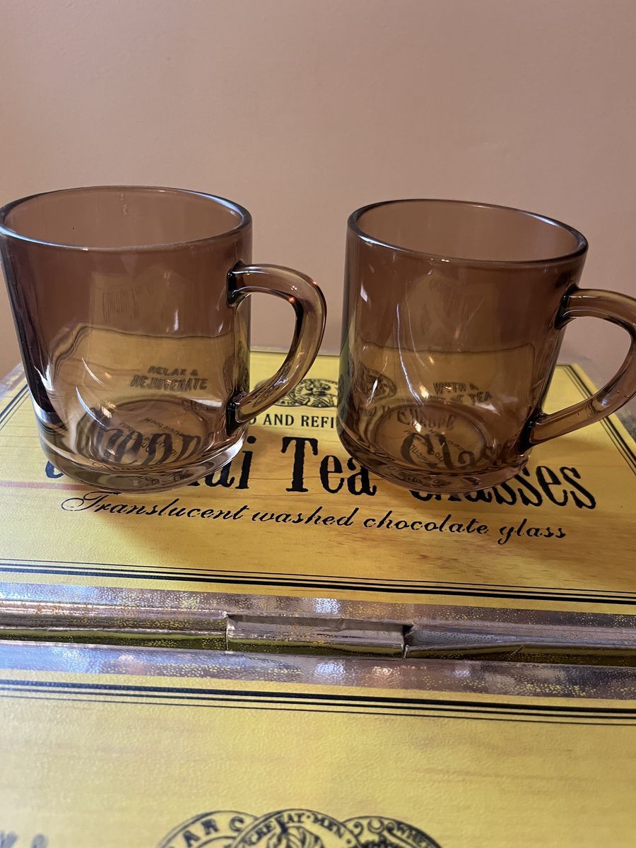 Translucent Glass Tea Mugs, Set of 2