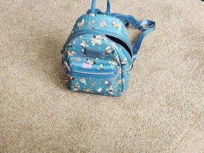 Loungefly Disney Parks Mini Backpack Blue Mickey & Minnie Hot Air Balloon Print Travel Bag