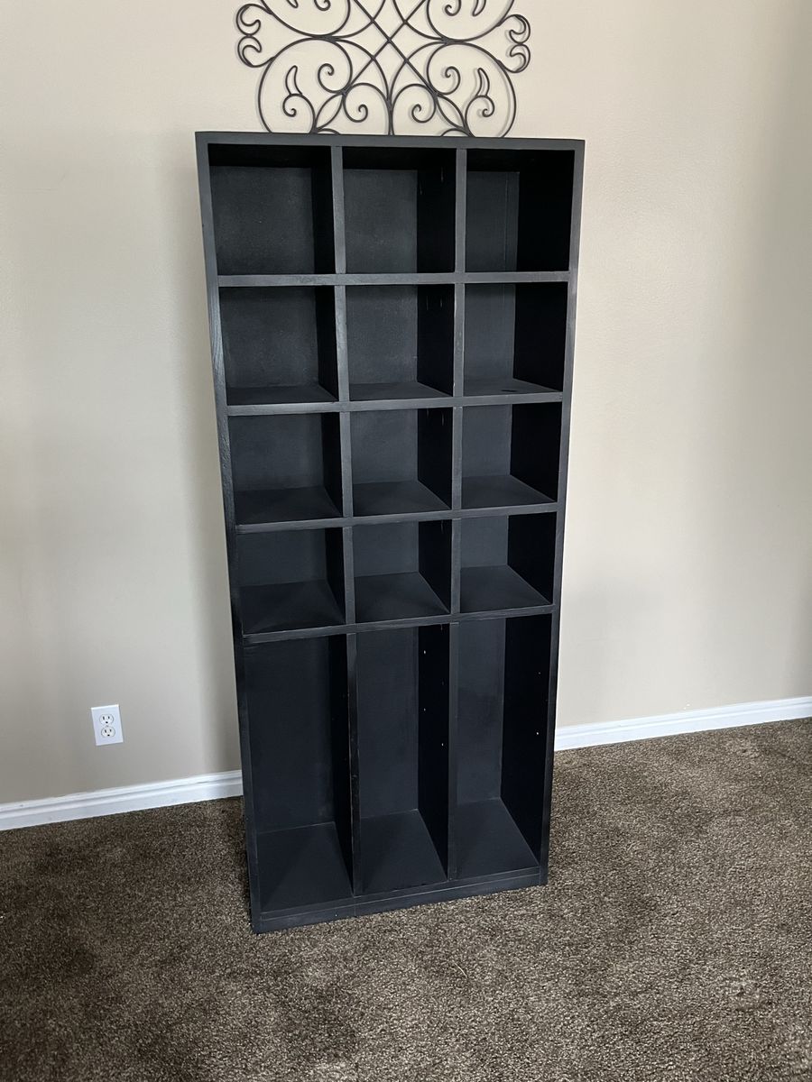 Tall Black Wooden Cube Storage Organizer Unit