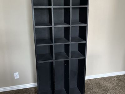 Tall Black Wooden Cube Storage Organizer Unit