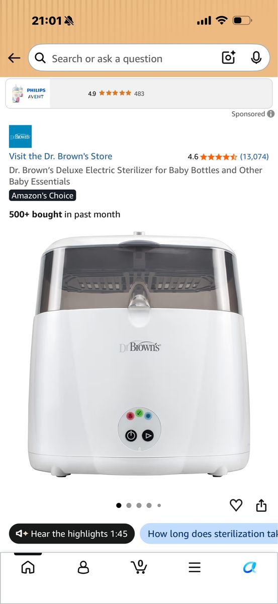 Dr. Brown's Deluxe Electric Sterilizer for Baby Bottles