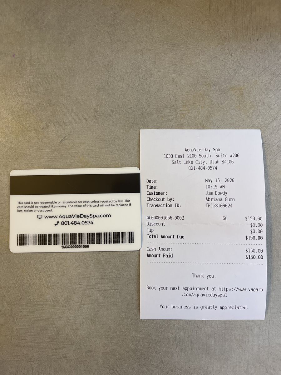 AquaVie Day Spa $150 Gift Card - Valid for Spa Services, Salt Lake City, UT