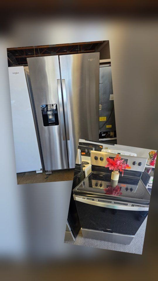 whirpool refrigerator and whirpool electric stove
