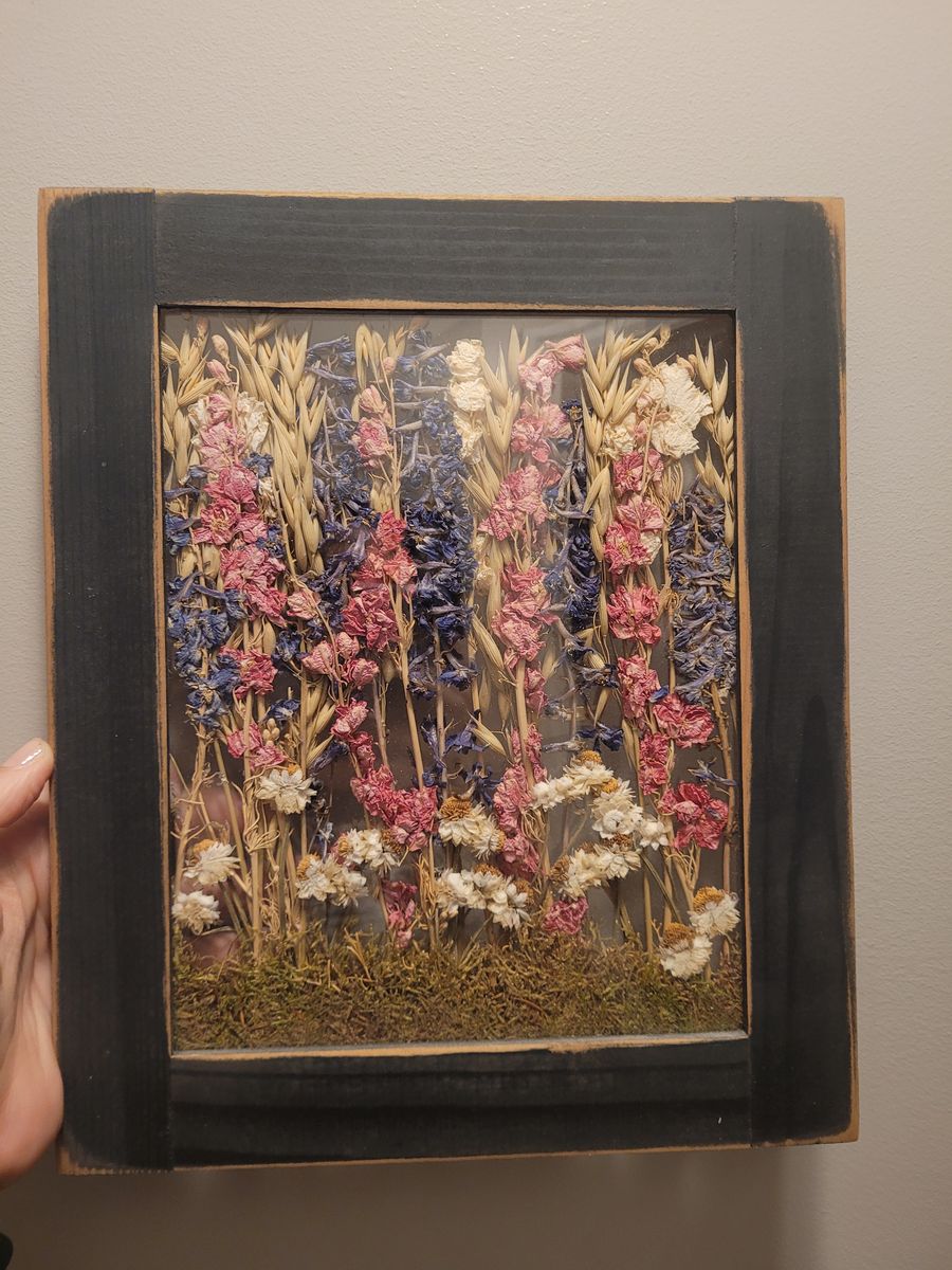 Dried flowers in frame