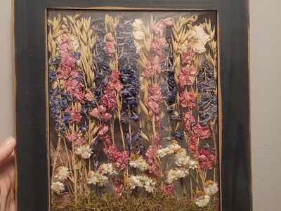 Dried flowers in frame