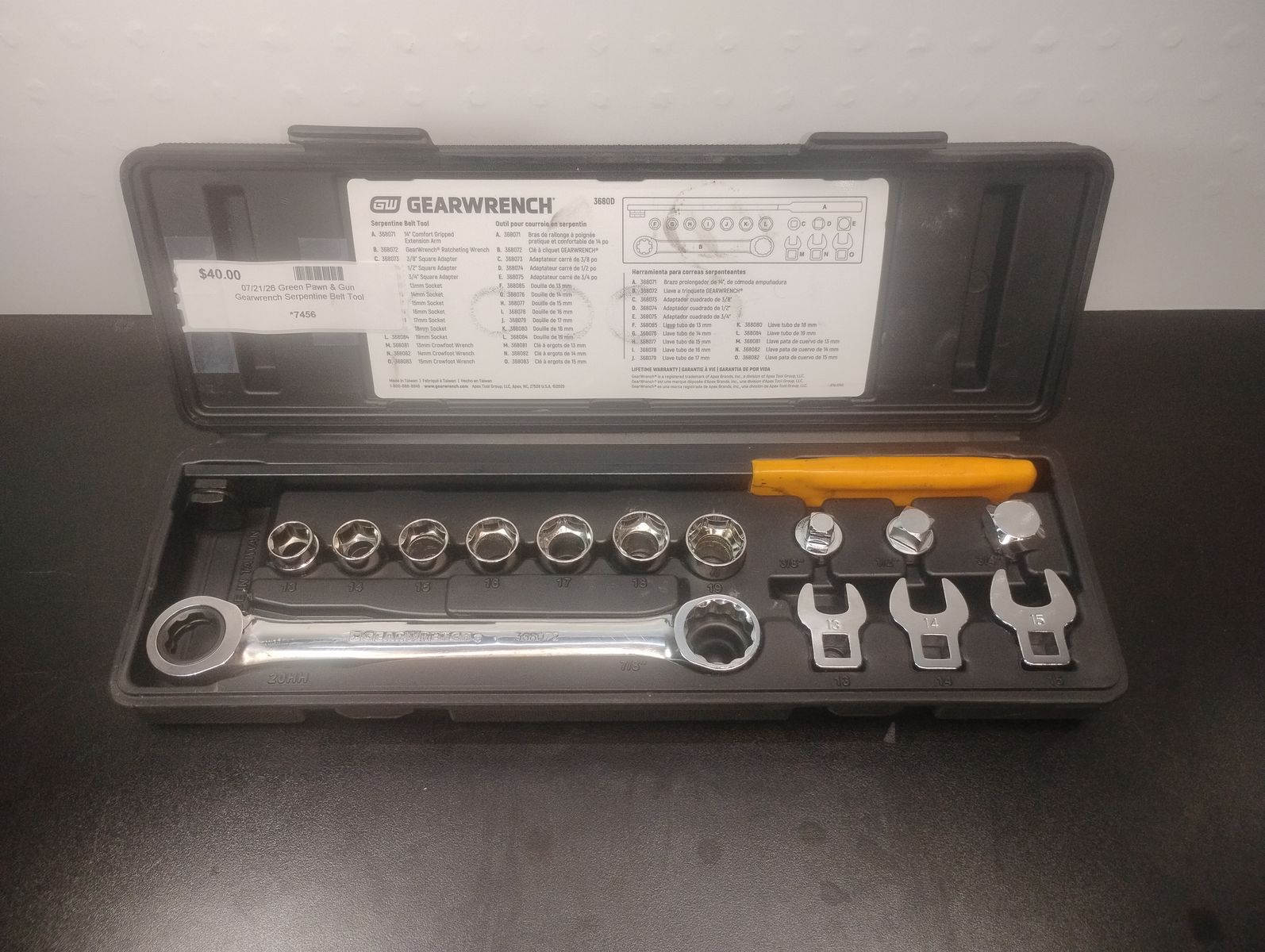 GEARWRENCH 3680D 15-piece ratcheting serpentine belt tool