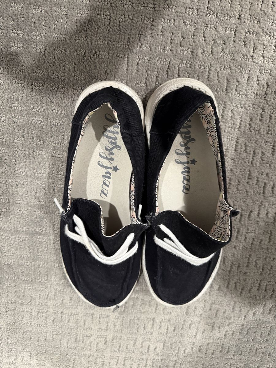 Gypsy Jazz Black Canvas Espadrille Slip-On Sneakers - Women's Size 7, Good Condition