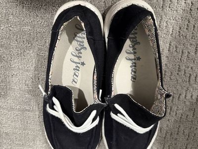 Gypsy Jazz Black Canvas Espadrille Slip-On Sneakers - Women's Size 7, Good Condition