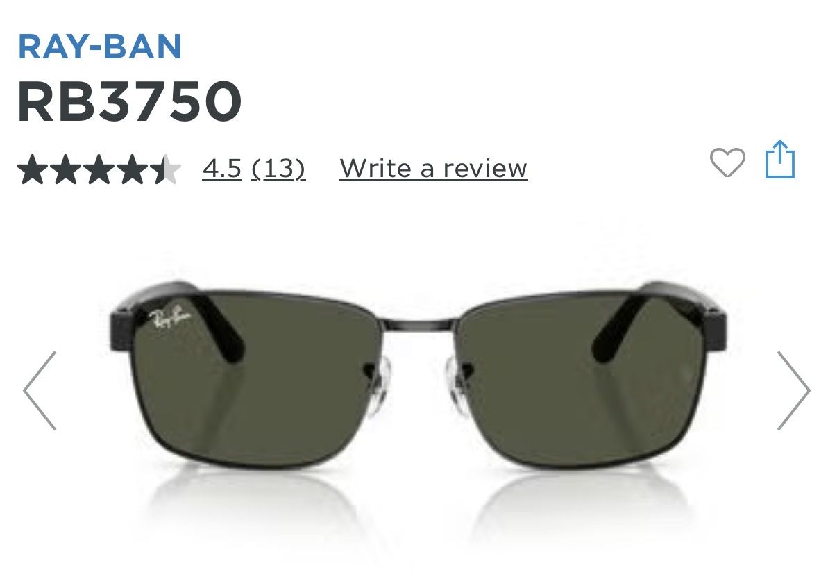 New Ray-Ban RB3750 Sunglasses Black