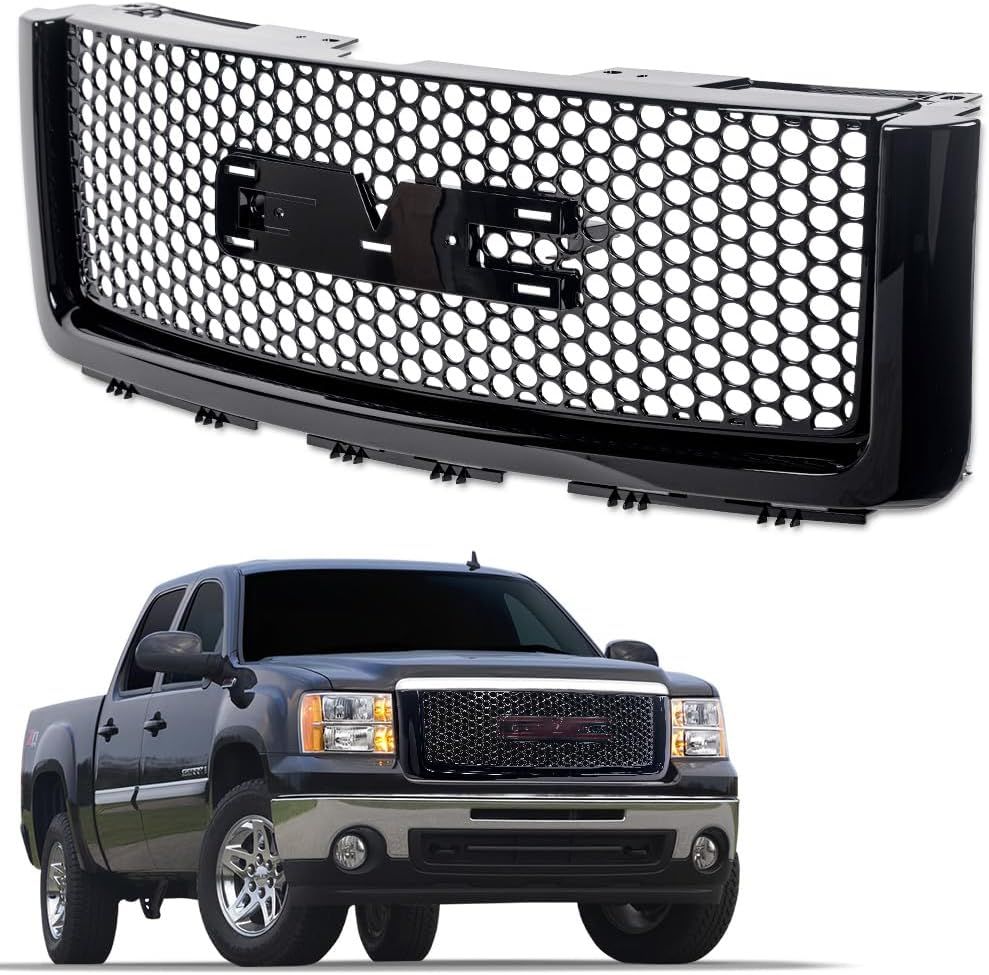 2007-2013 GMC SIerra 1500, Denali, 2009-2013 Hybrid Gloss Black Replacement Grill